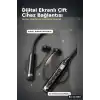 Dijital Ekranlı Boyun Bantlı Bluetooth Kulaklık Mikrofonlu Çift Cihaz Bağlantılı Kablosuz BX-313559