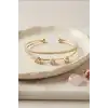 Zirkon Taşlı Kalp Kolye Ucu Gold Bileklik - Pirinç Materyal Kadın Aksesuarı BX-313603