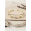 Pirinç Zirkon Taşlı Yıldız Desen Gold Renk Bileklik - 1 Adet Bayan Takı BX-313606