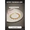 Pirinç Yonca Desenli Zirkon Taşlı Kadın Bileklik - Tekli Paket, Rengi Zarif Aksesuar BX-313612