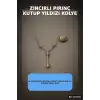 45 Cm Zincirli Pirinç Kutup Yıldızı Kolye - Zirkon Taşlı Kadın Bijuteri Takı BX-313619
