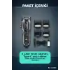 LCD Ekranlı Şarjlı Saç Tıraş Makinesi 1800 mAh 4 Taraklı USB Şarj Güçlü Motor Kesme Aleti BX-313661