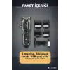 LCD Ekranlı 1800 mAh Şarjlı Saç Kesme Makinesi USB Şarjlı 4 Taraklı Tıraş Makinesi Seti BX-313658