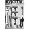 3 Başlıklı Şarjlı Tıraş Makinesi 14cm Paslanmaz Çelik Taraklı Ense Sakal Saç İçin BX-313692