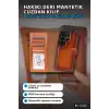 Hakiki Deri Manyetik Cüzdan Kılıf Samsung S26 Ultra Uyumlu RFID Korumalı BX-313511