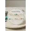 Mavi Taşlı Pirinç Yüzük Seti 6 Adet 7-8 Numara Bayan Bijuteri Takı Hediyelik BX-313708