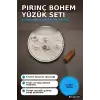 Pirinç Bohem Detaylı 6 Adet Yüzük Seti - Gümüş Rengi, 7-8 Numara, Bijuteri Aksesuar BX-313713