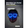 3 Modlu Mavi Led Işıklı Kalp Gözlük Glow Parti Aksesuarı 1 Adet Hafif Neon BX-313761