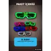 5 Renkli Pilli Led Işıklı Parti Gözlüğü 6 Adet Set - Glow Efektli Gece Aksesuarı BX-313766