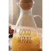 1500 Ml Yuvarlak Mantar Kapaklı Cam Sürahi - Good Morning Yazılı - Bulaşık Makinesi Uyumlu BX-313781
