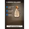 1500 Ml Yuvarlak Mantar Kapaklı Cam Sürahi - Good Morning Yazılı - Bulaşık Makinesi Uyumlu BX-313781