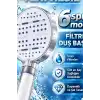 Filtreli Duş Başlığı 6 Su Modlu Geniş Panelli Silikon Nozullu Beyaz Gövde BX-316061