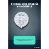 Filtreli Duş Başlığı 6 Kademeli Su Püskürtme Geniş Panel Silikon Nozullu Beyaz BX-316062