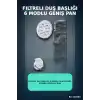 Filtreli Duş Başlığı 6 Modlu Geniş Panel Silikon Nozullu Banyo Duş Başlığı Beyaz BX-316064