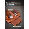 Hakiki Deri Çapraz Telefon Çantası 14x19 cm Kartlıklı El Yapımı Omuz Çantası BX-316133