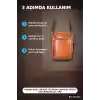 Hakiki Deri Çapraz Telefon Çantası 14x19 cm Kartlıklı El Yapımı Omuz Çantası BX-316133