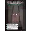 Hakiki Deri Çapraz Telefon Çantası 14x19 cm Kartlıklı Ayarlanabilir Askılı El Yapımı BX-316134