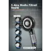 Filtreli Duş Başlığı 5 Kademeli Masaj Etkili Banyo El Duşu Şeffaf Hazneli BX-316145