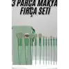 Makyaj Fırça Seti Yeşil 13 Parça Fondöten Allık ve Far Makyaj Fırçaları BX-316228