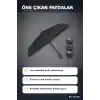 Yarı Otomatik Katlanabilir Şemsiye Orta Boy Siyah Desenli Ergonomik Saplı 1 Adet BX-316331