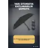 Yarı Otomatik Katlanabilir Şemsiye Orta Boy Siyah Desenli Ergonomik Saplı 1 Adet BX-316331