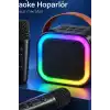 Karaoke Hoparlör Seti Çift Kablosuz Mikrofonlu Bluetooth 5.3 LED Işıklı BX-316400