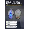 Melek Figürlü Işıklı Küre Biblo 9x6 cm - İpli Asılabilir Dekoratif Süs BX-316570