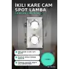 İkili Kare Cam Spot Lamba - GU10 Duy LED Çerçeveli 4000K Kristal Tavan Armatürü, 1 Adet BX-316744