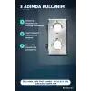 İkili Kare Cam Spot Lamba - GU10 Duy LED Çerçeveli 4000K Kristal Tavan Armatürü, 1 Adet BX-316744