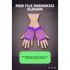File Parmaksız Eldiven Mor 11 cm - Retro Parti Dans Ve Kostüm Aksesuarı BX-316799