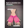 File Parmaksız Kısa Eldiven 11 cm - Neon Fuşya Pembe 80ler 90lar Parti BX-316802