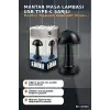 Mantar Masa Lambası Dokunmatik USB Type-C Şarjlı Oval Dekoratif Siyah Başucu Aydınlatma BX-316869