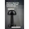 Mantar Masa Lambası Dokunmatik USB Type-C Şarjlı Oval Dekoratif Siyah Başucu Aydınlatma BX-316869