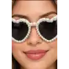 Bride Kalp Parti Gözlüğü İnci Detaylı Beyaz Siyah Camlı Bekarlığa Veda Aksesuarı BX-316906