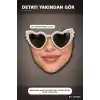 Bride Kalp Parti Gözlüğü İnci Detaylı Beyaz Siyah Camlı Bekarlığa Veda Aksesuarı BX-316906