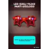 Kırmızı LED Işıklı Yıldız Parti Gözlüğü Yetişkin Boy Eğlence Aksesuarı BX-316911