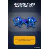 Mavi Yıldız Parti Gözlüğü LED Işıklı Şeffaf Çerçeveli Festival Aksesuarı BX-316913