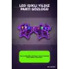 Parti Gözlüğü LED Işıklı Yıldız Tasarım Mor Şeffaf Çerçeve Yetişkin Aksesuarı BX-316914
