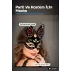 Tavşan Maskesi Süet Kaplama İşlemeli Kulaklı Yarım Yüz Parti Aksesuarı BX-316915