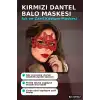 Kırmızı Sultan Balo Maskesi - Dantel İşlemeli Venedik Kostüm Parti Aksesuarı BX-316922