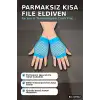 File Parmaksız Kısa Eldiven Turkuaz Mavi 11 cm Retro Parti Kostüm Aksesuarı BX-316932