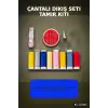 Çantalı Dikiş Seti İplik Mezura Tekstil Makası İğne ve Yüzük Tamir Kiti BX-316943