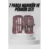 7 Parça Paslanmaz Çelik Manikür ve Pedikür Seti Çantalı Profesyonel