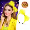 80’ler 90’lar Neon Sarı Dantel Taç Fiyonklu