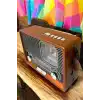 Ahşap Görünümlü Retro Bluetooth Radyo Usb,aux Ve Sd Kart Girişli