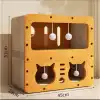 Ahşap İki Katlı Tırmalamalı Kedi Oyun Evi