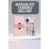 Akıllı Saat 3 Kordonlu Ve Aksesuarlı Bayanlar Için Şık Rose renk