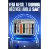Akıllı Saat 7 Kordon Hediyeli Takvim Alarm Nabız Ölçer Bildirim Görme Sesli Görüşme