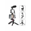 Akıllı Telefon Vlog Kiti Tripod Mini Mikrofonlu Telefon Tutucu