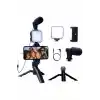 Akıllı Telefon Vlog Kiti Tripod Mini Mikrofonlu Telefon Tutucu